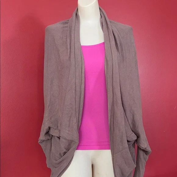 EUC Women's unique Taupe Open Front cardigan - Picture 1 of 13